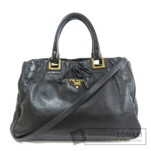 Prada Bow Leather Two Way Bag soft black calfskin